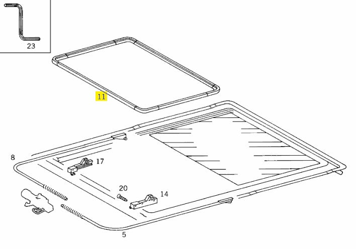 Sunroof Sliding Seal - Mercedes Benz W124 / W201 / W202 / W203 (A1247800298)