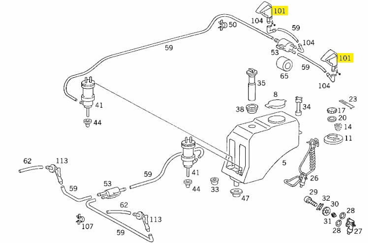 Front Windshield Washer Nozzle - Mercedes-Benz W124 / W201 / W460 / W461 / W463 (A1248600647)