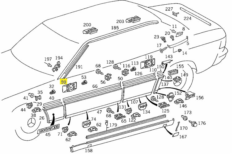 Holddown Clip for Panelling (10 pcs)- Mercedes Benz W124 (A1249889478)