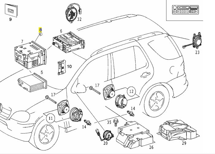 Volume Knob - Mercedes Benz W163 (A1638200192)