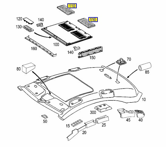 Sunroof Vent Grille Cover - Mercedes Benz W140 / W202 / W203 / W208 / W209 / W210 / W211 / W215 / W219 / W220 (A2027840144 / A2117840644)