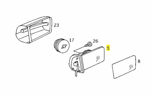 Right Side Mirror Frame + Seal (repair kit) - Mercedes Benz R129 / W140 / W202 / W210 (A2028101216 / A2108106016)
