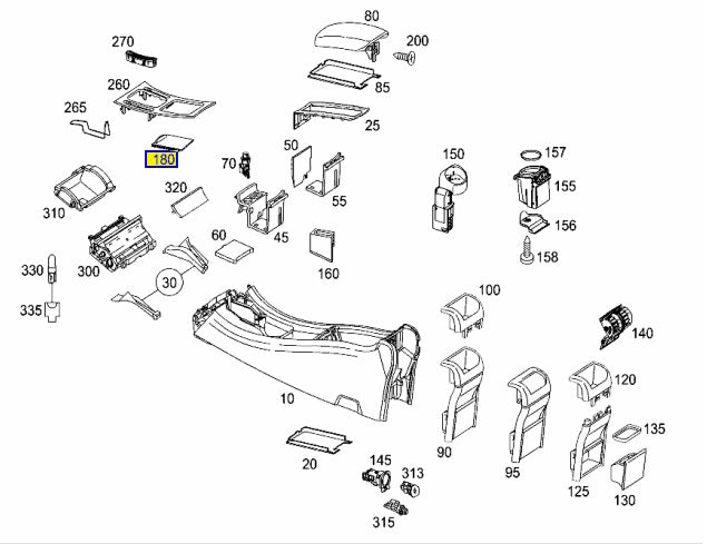 Center Console Roller Blind - Mercedes Benz W203 (A2036800123 / A2036800850 / A2036808739)