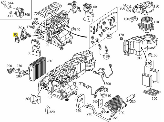 Air Conditioning / Ventilation Motor - Mercedes Benz R129 / R170 / R230 / W163 / W203 / W209 / W211 / W219 / W463 (A2038201642)