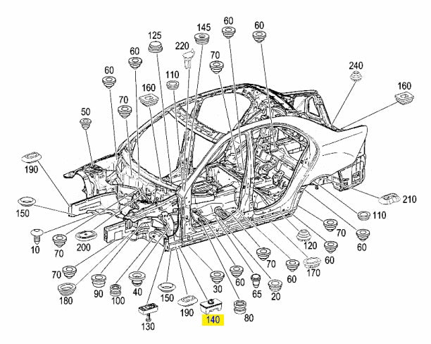 Jack Pad Point Block - Mercedes Benz R171 / W203 / W209 / W210 / W211 / W215 / W216 / W217 / W219 (A2039970186)