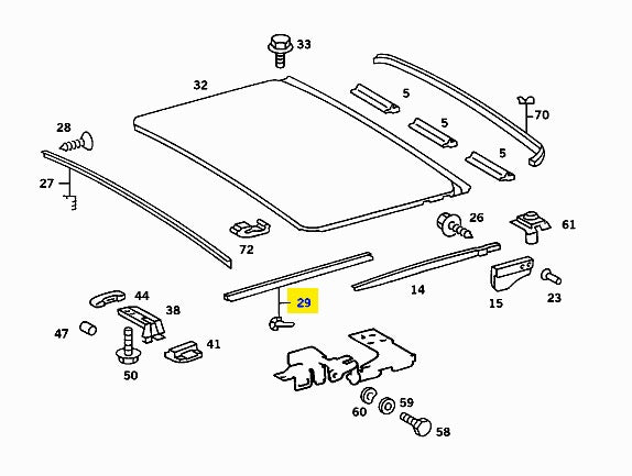 Sunroof / Sliding Roof Brush - Mercedes Benza W116 / W123 / W126 (A1087820198)