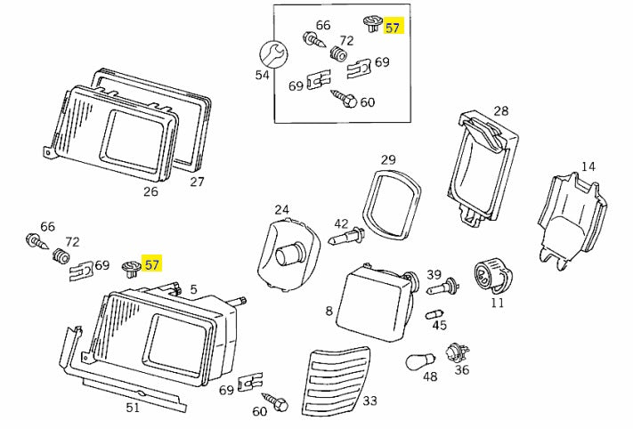 Headlight Fastener Clip - Mercedes-Benz W124 (A1248210520)