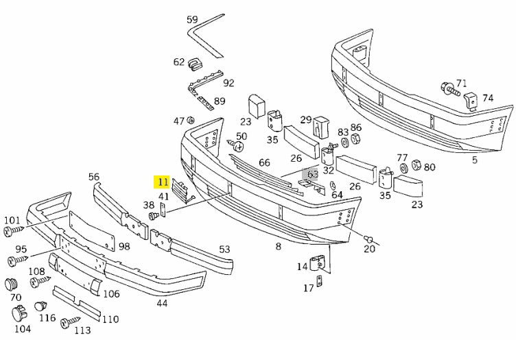 Towing Bracket Cover Flap - Mercedes Benz R129 / W123 / W124 / W140 / W201 / W202 / W461 (A1248800105)