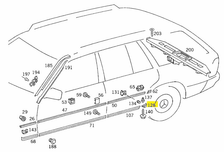 Gravel Guard Trim (left) - Mercedes Benz W124 (A1248840131)