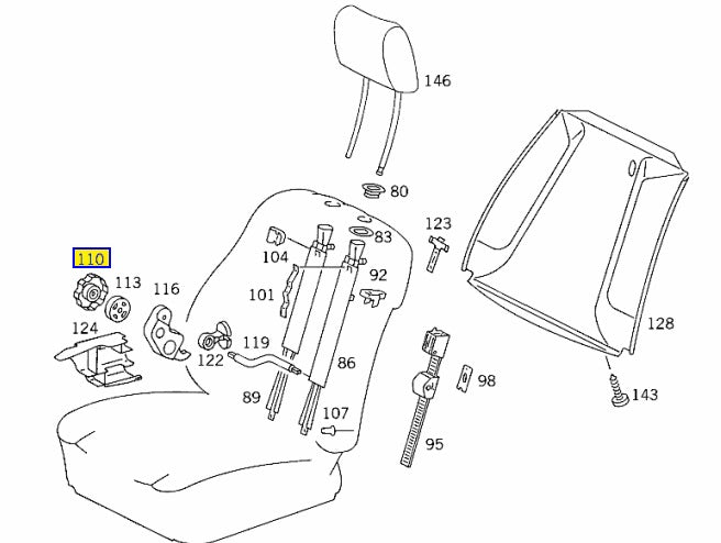 Seat Backrest/Headrest Adjuster Handwheel - Mercedes Benz W124 (A1249180026)