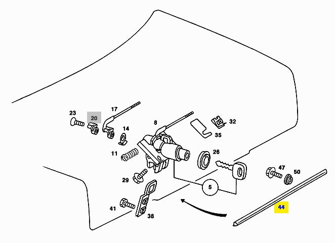 Rear Lid Handle / Trunk Lid Trim - Mercedes Benz W201 (A2017580202 / A2017500193)