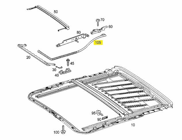 Sunroof / Sliding roof Bowden Wires - Mercedes Benz W203 / W209 / W211 / W215 / W219 (A2157800689 + A2157800589)